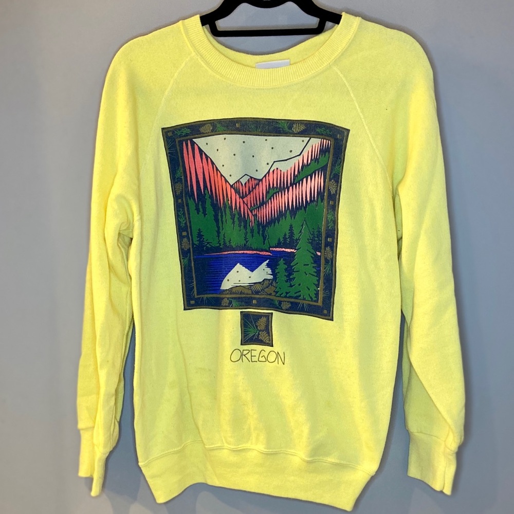 Oregon Mountain Range VTG Yellow L Sweatshirt